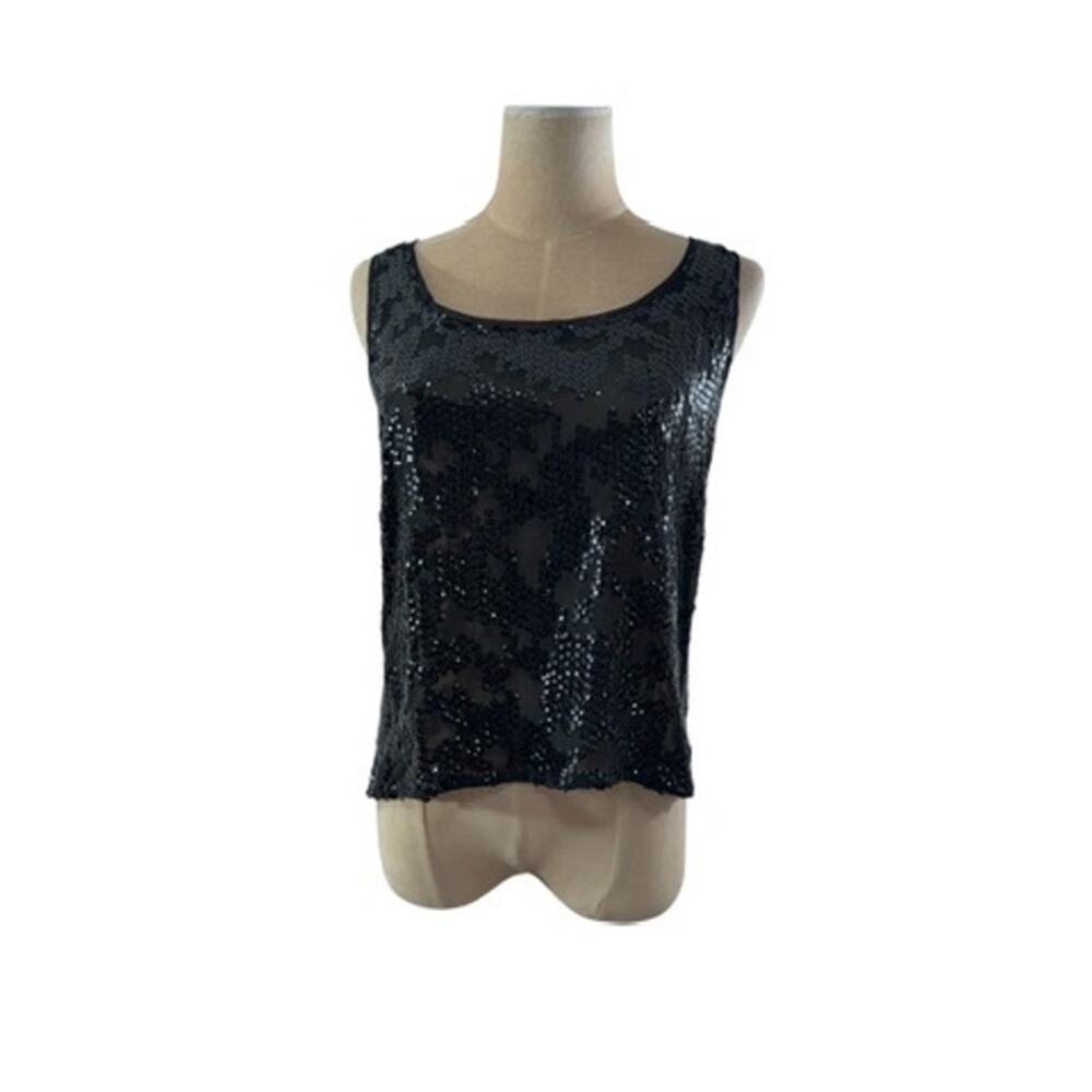 "NOELLE" Black Sequins Tank Top,Size‎ M, Goth, Dark Romance, Quiet Luxury